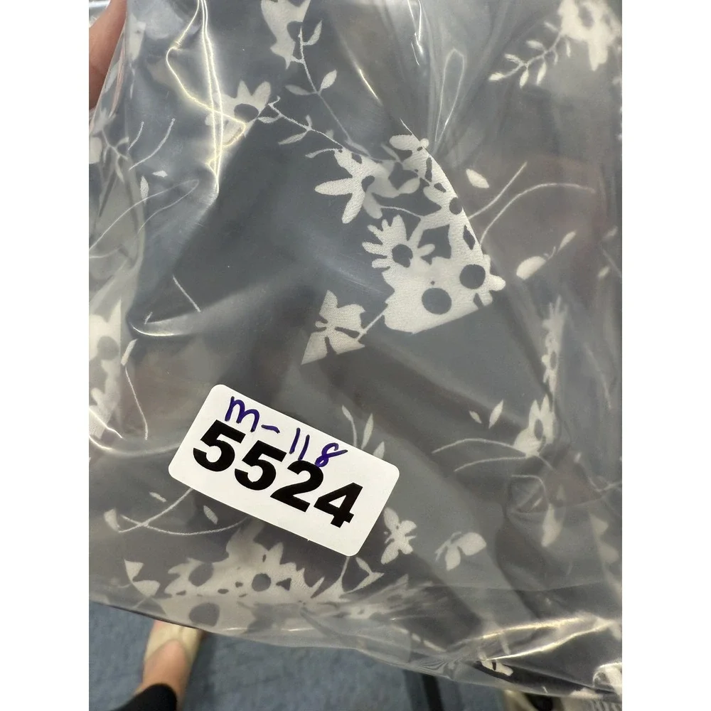 Michael Kors Jacket Womens Medium Black White Floral Full Zip Gold Accents Shirt